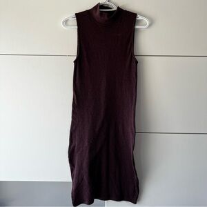 Aritzia TNA Burgundy Turtle Neck Sleeveless Dress